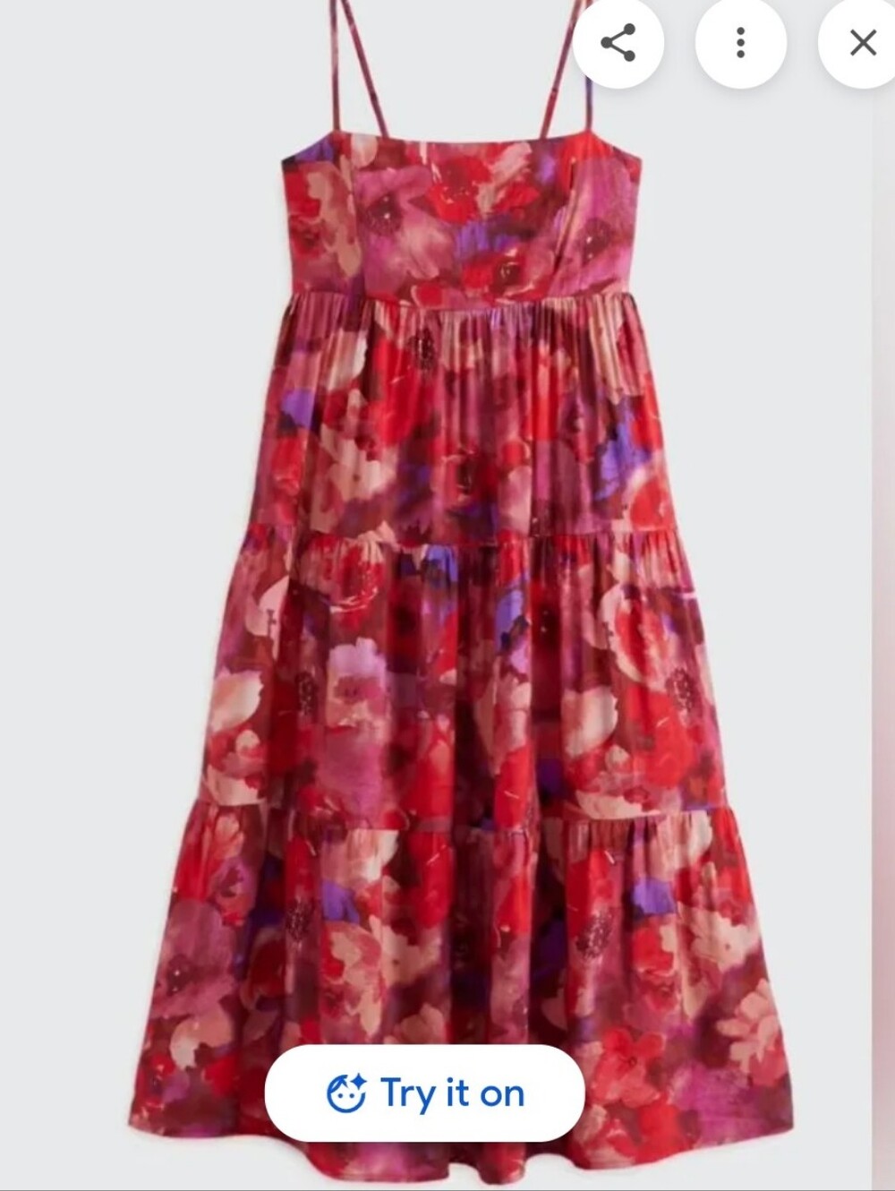 Pink & Red Smocked Waist Floral Midi Dress Sz. S